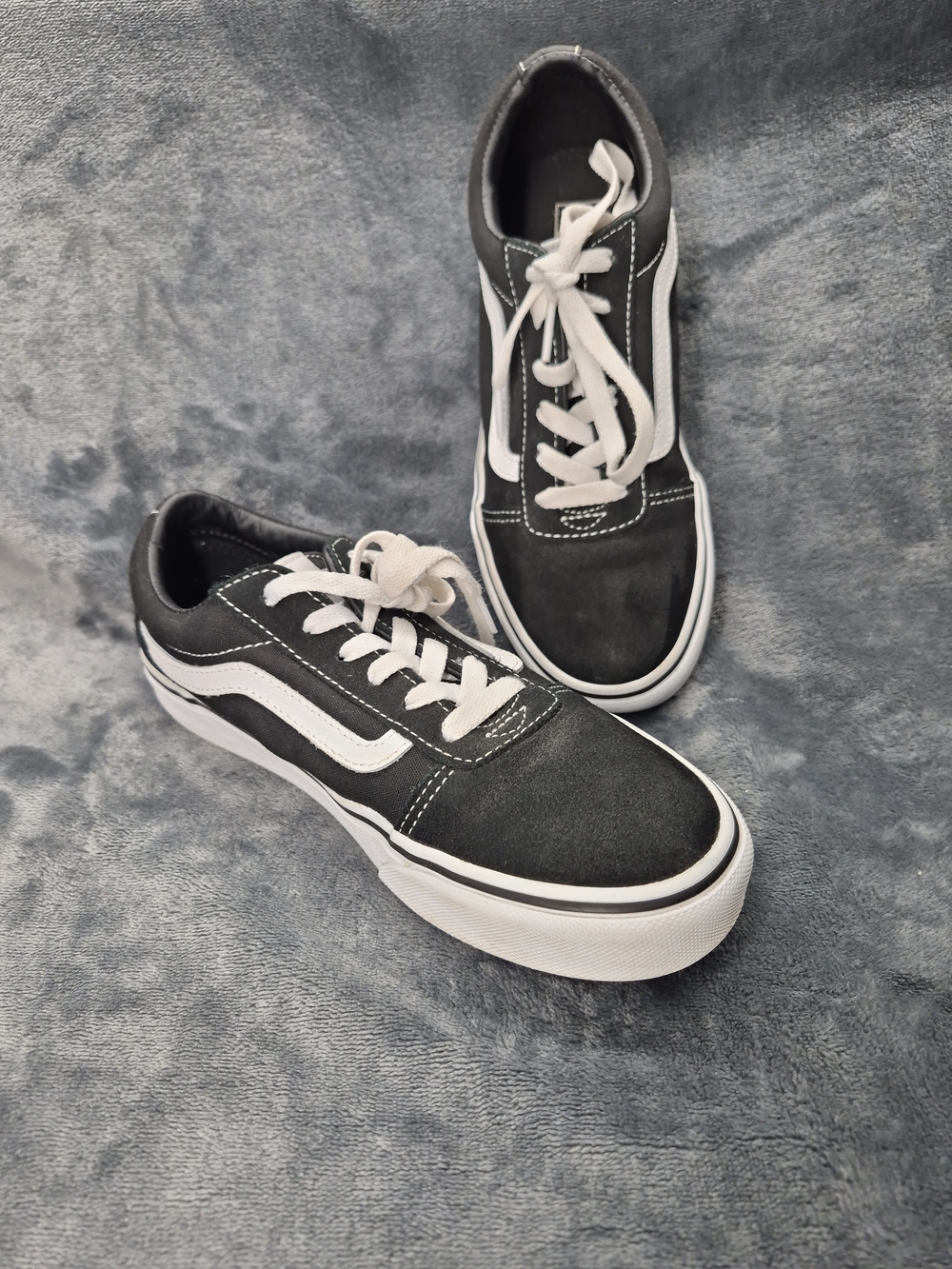 Vans Ward Skateboarding Shoes Youth Us 5 Black White Suede Canvas Lace Up 751505